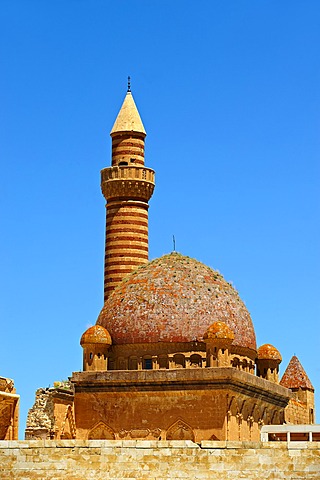 Mosque of the 18th century Ottoman architecture of the Ishak Pasha Palace, A&r& province of eastern Turkey