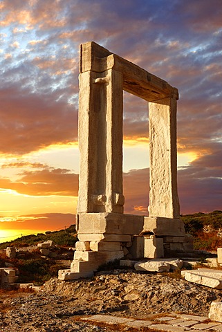 Doorway of the ruins of the Temple of Apollo, Naxos, Cyclades Islands, Greece, Europe