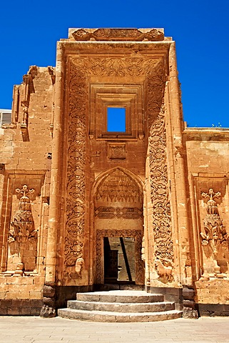 Entrance to the 18th century Ottoman architecture of the Ishak Pasha Palace, A&r& province, eastern Turkey