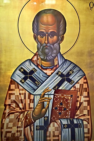 Icon from the 4th Century AD, Saint Demetrios Basilica, an early Christian and Byzantine landmark of Thessaloniki, UNESCO World Heritage Site, Greece, Europe