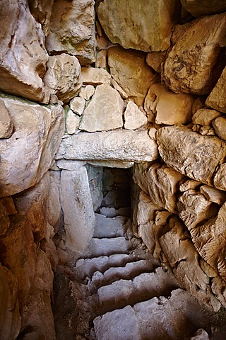 Entrance to Mycenae water cisterns for underground water storage, Mycenae Archaeological Site, UNESCO World Heritage, Peloponnese, Greece, Europe