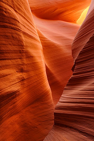 Red sandstone of the Moenkopi Formation, rock formations, colours and structures at Lower Antelope Slot Canyon, Corkscrew Canyon, Page, Navajo Nation Reservation, Arizona, USA