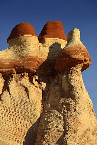 Eroded hoodoos and rock formations discolored by minerals, Blue Mosquito Canyon, Coal Mine Mesa, Painted Desert, Hopi Reservation, Navajo Nation Reservation, Arizona, Southwest, United States of America, USA