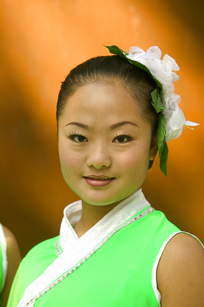 Woman with traditional hair decoration, Tigerhill, Suzhou, China, Asia