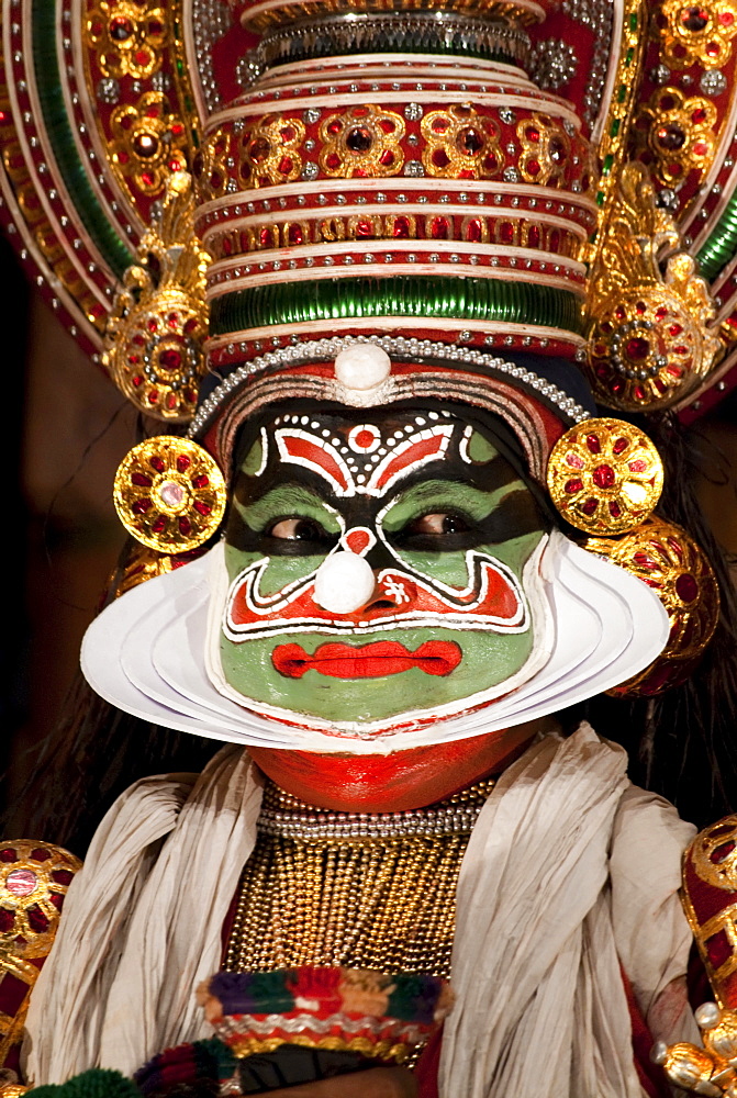 Kathakali dancer wearing jewelry, Kochi, Kerala, India, Asia