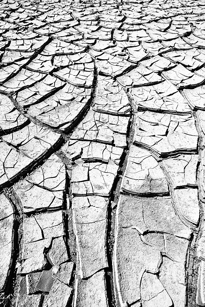 Cracked mud in a dried up water hole, Painted Desert, Hopi Reservation, Navajo Nation Reservation, Arizona, Southwest, United States of America, USA, North America