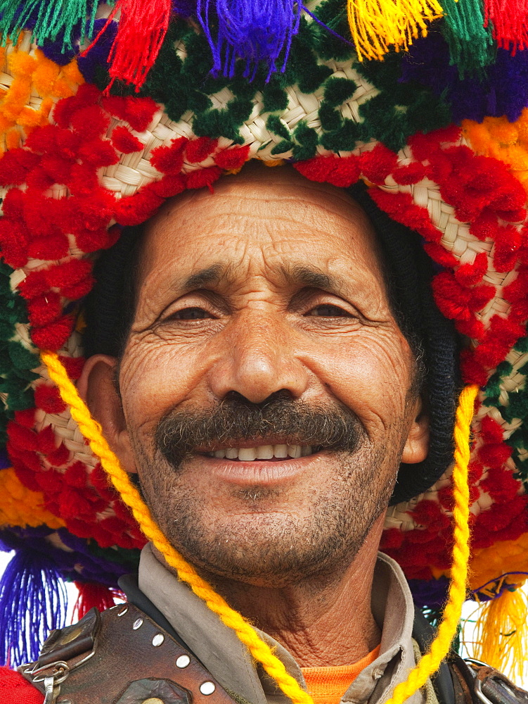 Portrait of a water seller at the Jemaa el-Fnaa square in  Marrakesh, Morocco, Africa