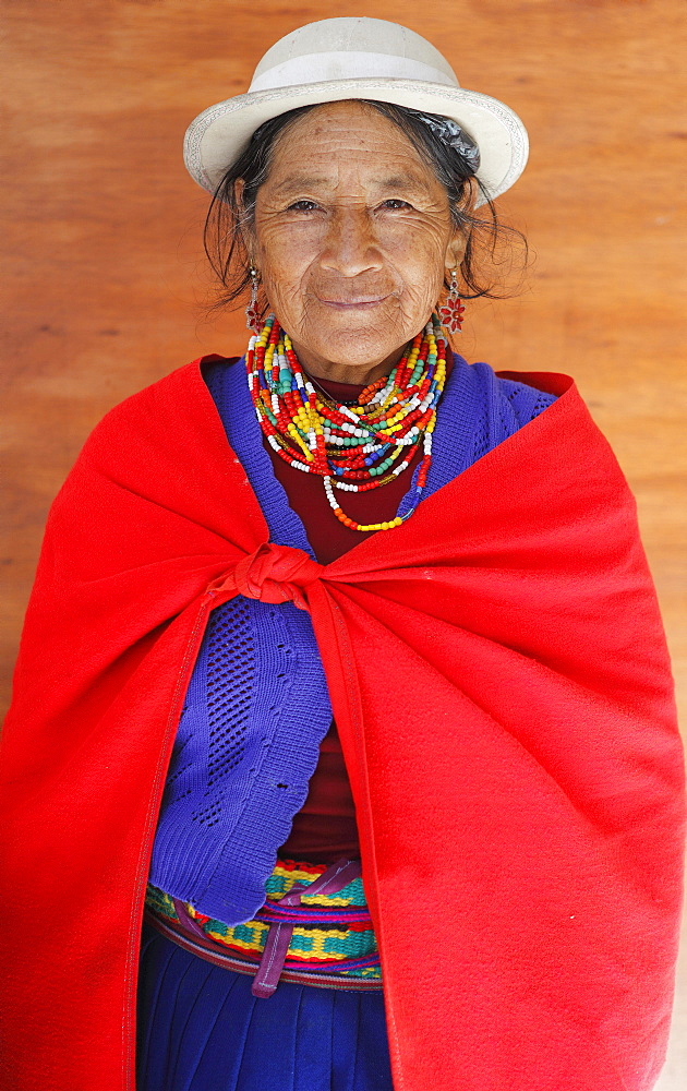 Indigena, indigenous woman in traditional costume, Chimborazo Province, Ecuador, South America