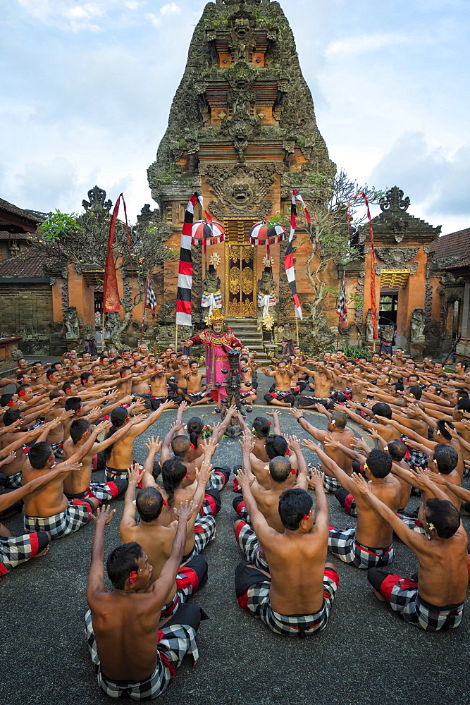 Performance of the Balinese Kecak dance, Ubud, Bali, Indonesia, Asia