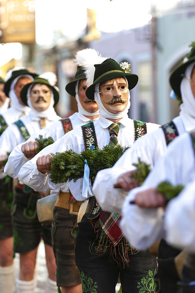 Schellenruhrer, Carnival procession, Nonsense Thursday, Mittenwald, Werdenfelser Land, Upper Bavaria, Bavaria, Germany, Europe