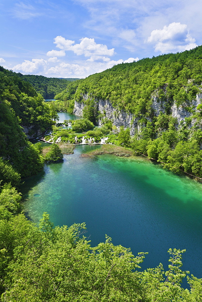 The lower lakes, Gavanovac Lake and Milanovac Lake, Plitvice Lakes National Park, UNESCO World Heritage Site, Croatia, Europe