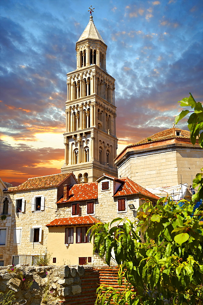 Bell tower of the Cathedral of Saint Domnius, Split, Croatia, Europe