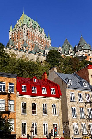 Chateau Frontenac, lower side, Quebec City, UNESCO World Heritage Site, Quebec, Canada