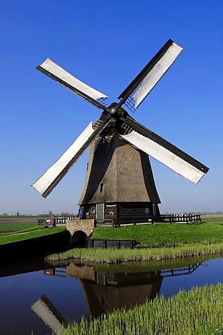Windmill, Schermerhorn, Schermer, North Holland, Holland, Netherlands, Europe