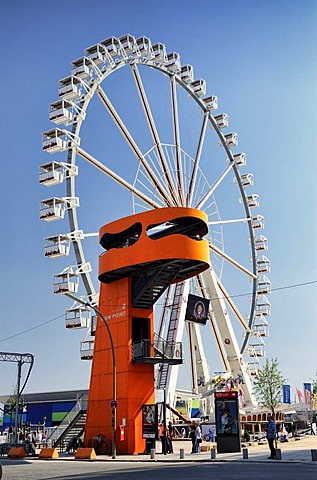 View Point, look-out tower, and ferris wheel in HafenCity of Hamburg, Germany, Europe