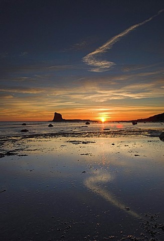 A cloud reflected in a tide pool at Saltwick Bay, Whitby, Yorkshire, United Kingdom, Europe