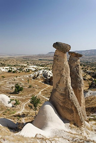 Fairy chimneys, tuff landscape in Uerguep, Cappadocia, Central Anatolia, Turkey, Asia