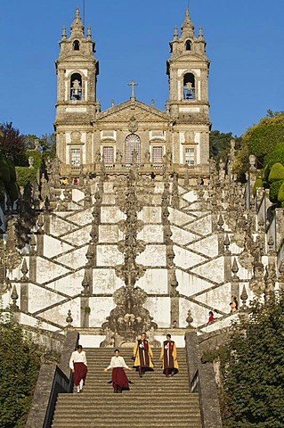 Baroque stairs, Bom Jesus do Monte Sanctuary, Braga, Minho, Portugal, Europe