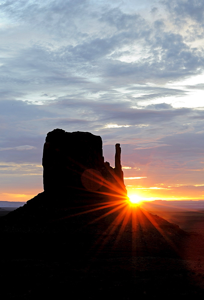 West Mitten Butte at sunrise, Monument Valley, Arizona, USA