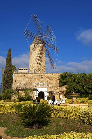 Restaurant in a windmill in Santa Maria del Cami, Majorca, Balearic Islands, Spain, Europe