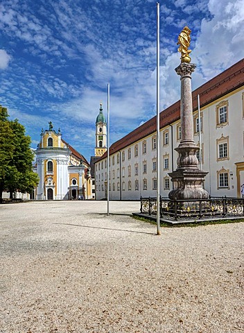 Kloster Ochsenhausen monastery, with St. Georg monastery church, Ochsenhausen, Biberach district, Upper Swabia, Baden-Wuerttemberg, Germany, Europe