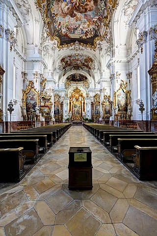 Interior view, Marienmuenster, church of Diessen Monastery, Diessen am Ammersee, Bavaria, Germany, Europe