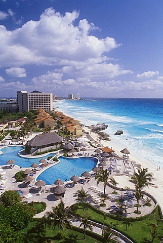 Hotel, beach of Cancun, Caribbean, Quintana Roo, Yucatan Peninsula, Mexico, North America