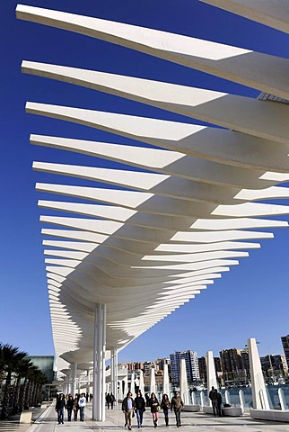 Estacion Maritima pedestrian area in Malaga, Spain, Europe