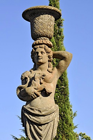 Mannerist statue at the Palazzetto building, casino in the garden of the palazzo in Fortezza, palace, Villa Farnese, Caprarola, Latium region, Italy, Europe