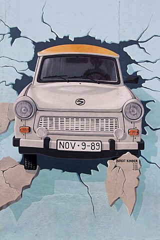 Trabant, "Test the Best", East Side Gallery, Berlin Wall art, Berlin, Germany, Europe