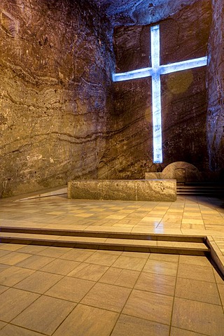 Altar of the underground Salt Cathedral of Zipaquira, Cundinamarca, Colombia, South America