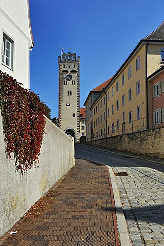 Bayertor gate tower, Alte Bergstrasse street, Landsberg am Lech, Bavaria, Germany, Europe