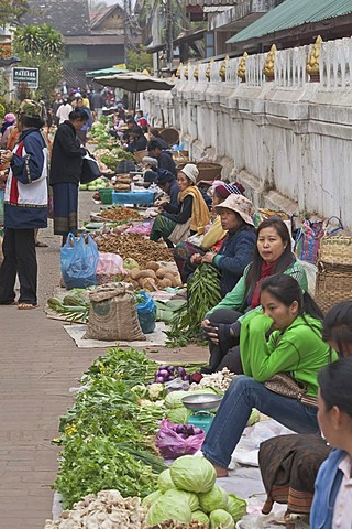 The morning market in Luang Prabang, Laos, Southeast Asia