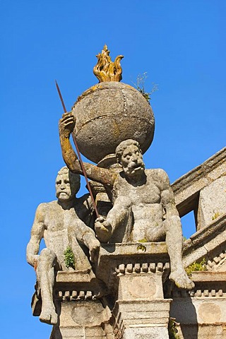 Statue Os Meninos, The children, supporting the terrestrial globe, Church Da Graca, Evora, Unesco World Heritage Site, Alentejo, Portugal, Europe