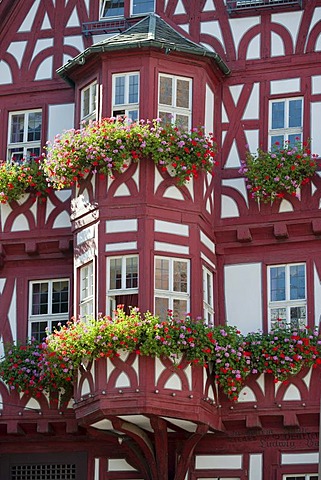 Half-timbered house on Schnatterloch, Market Square, Miltonberg, Lower Franconia, Franconia, Bavaria, Germany, Europe