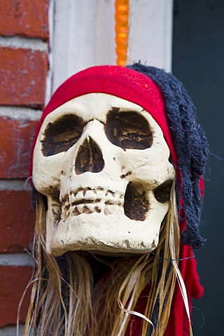 Halloween decoration at the entrance of a shop in Newburyport, Massachusetts, New England, USA