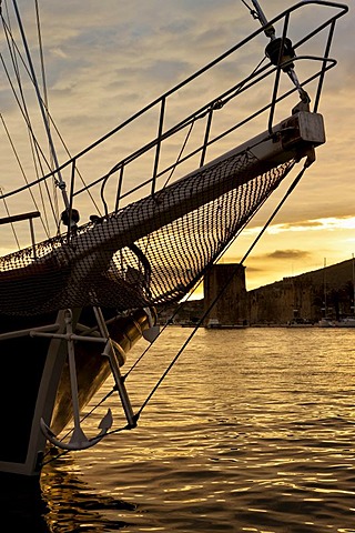 Old schooner in the port of Trogir, Split area, central Dalmatia, Adriatic coast, Croatia, Europe, PublicGround