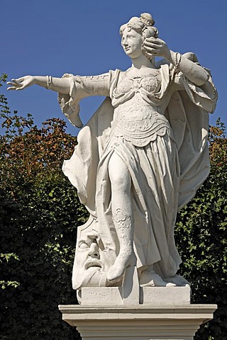 Female sculpture holding a shell, figure from Greek-Roman mythology, Lower Belvedere, 18th Century, Rennweg, Vienna, Austria, Europe