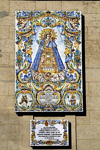 Holy picture made of tiles, basilica, Valencia, Spain, Europe