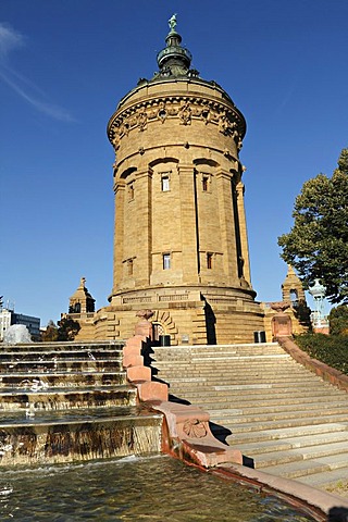 Mannheimer Wasserturm, Water Tower, Mannheim, Baden-Wuerttemberg, Germany, Europe