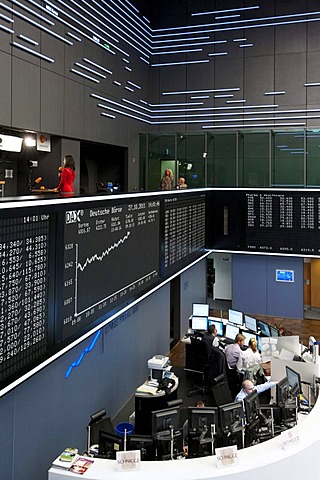 Trading floor of Frankfurter Wertpapierboerse, Frankfurt Stock Exchange, Deutsche Boerse AG, Frankfurt am Main, Hesse, Germany, Europe