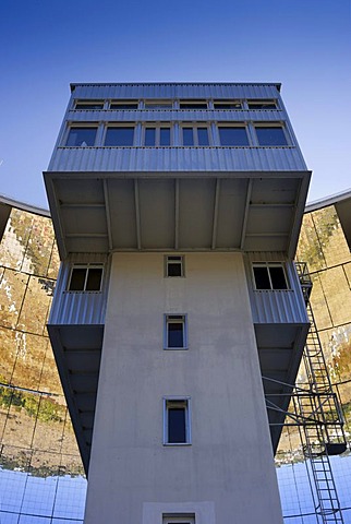 Solar furnace, le Grand Four Solaire d'Odeillo, 1000 kW thermal power station, a concave mirror with absorber, Font-Romeu-Odeillo-Via, Pyrenees-Orientales, Northern Catalonia, France, Europe, PublicGround