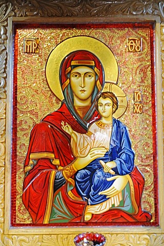 Madonna and child, Biserica Curtea Veche Church, St Anton Old Court Church, Bucharest, Romania, Eastern Europe