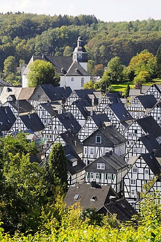 Historical centre, church, half-timbered houses, Freudenberg, Siegerland region, North Rhine-Westphalia, Germany, Europe, PublicGround