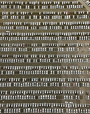 Aerial view, Stauderstrasse car storage area, Essen, Ruhr area, North Rhine-Westphalia, Germany, Europe