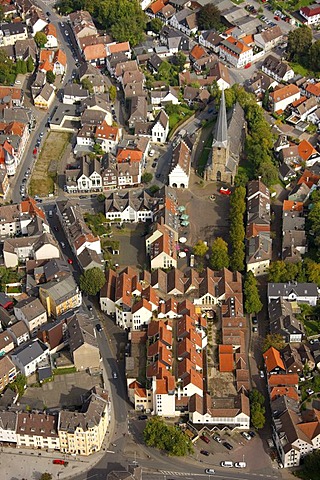 Aerial view, St. Victor's Church beside the Town Hall Museum, Schwerte, Ruhr Area, North Rhine-Westphalia, Germany, Europe