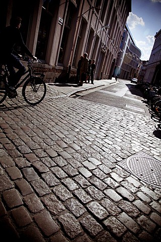 Cobblestone street, Patershol quarter, Ghent, Western Flanders, Belgium, Europe