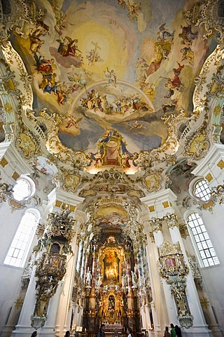 Interior view, Wieskirche, Wies Church, Allgaeu, Bavaria, Germany, Europe