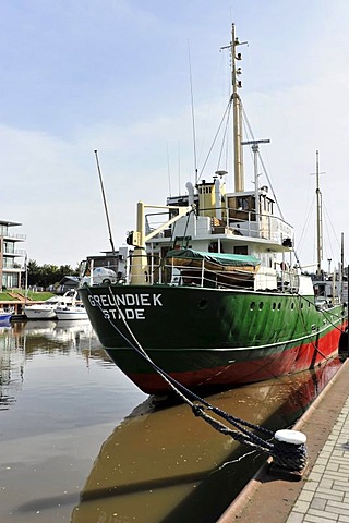 Greundiek, museum ship, built in 1950, 46, 55m, ready to sail, town port, Stade, Lower Saxony, Germany, Europe