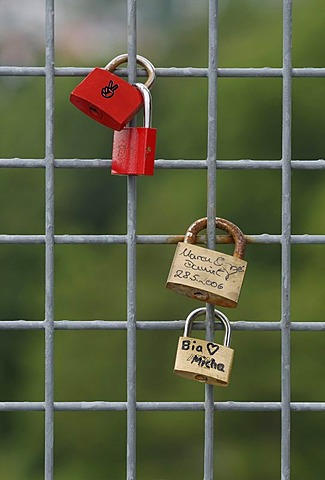 Padlocks on a wire grid, tokens of love